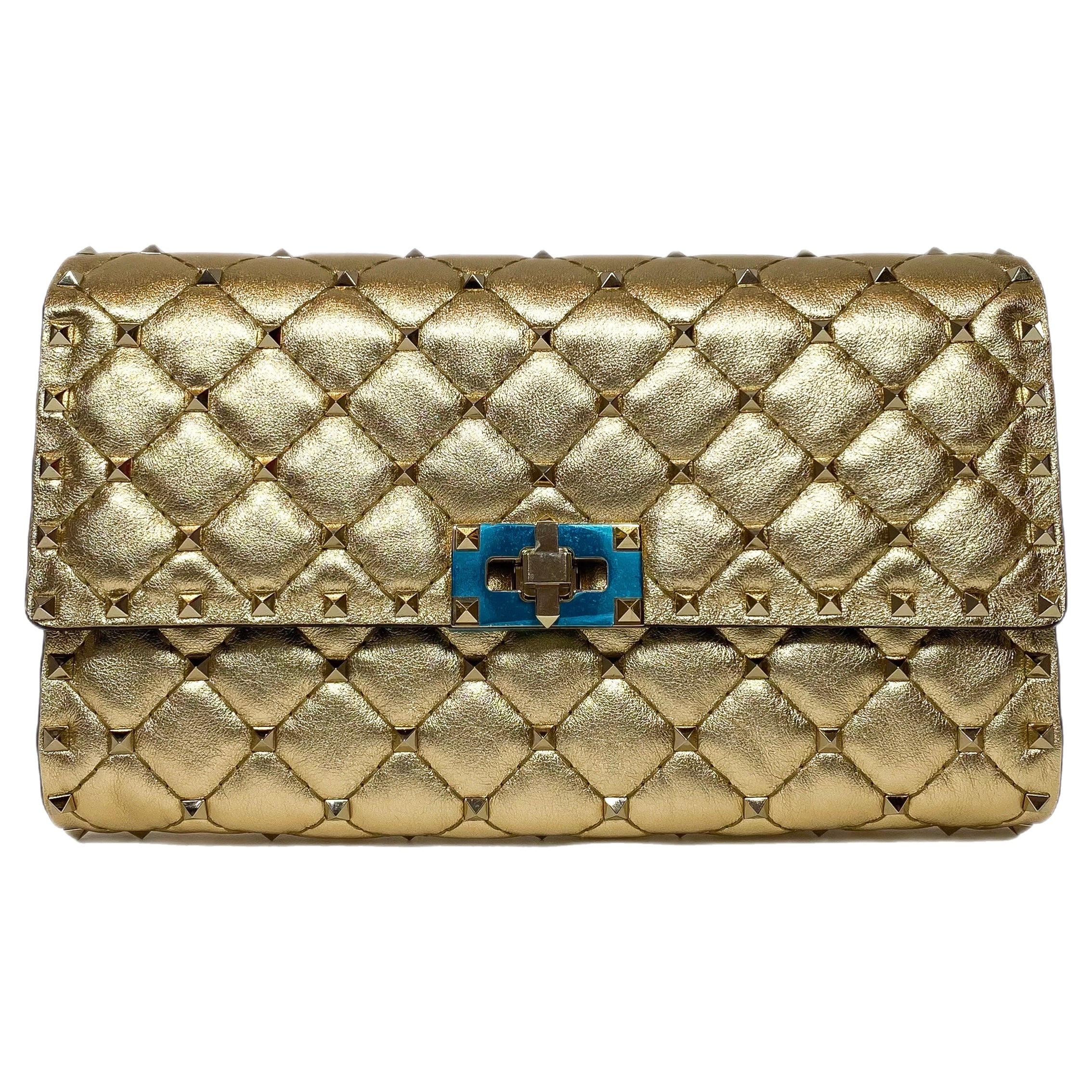 Valentino Nappa Rockstud Spike Wallet on Chain