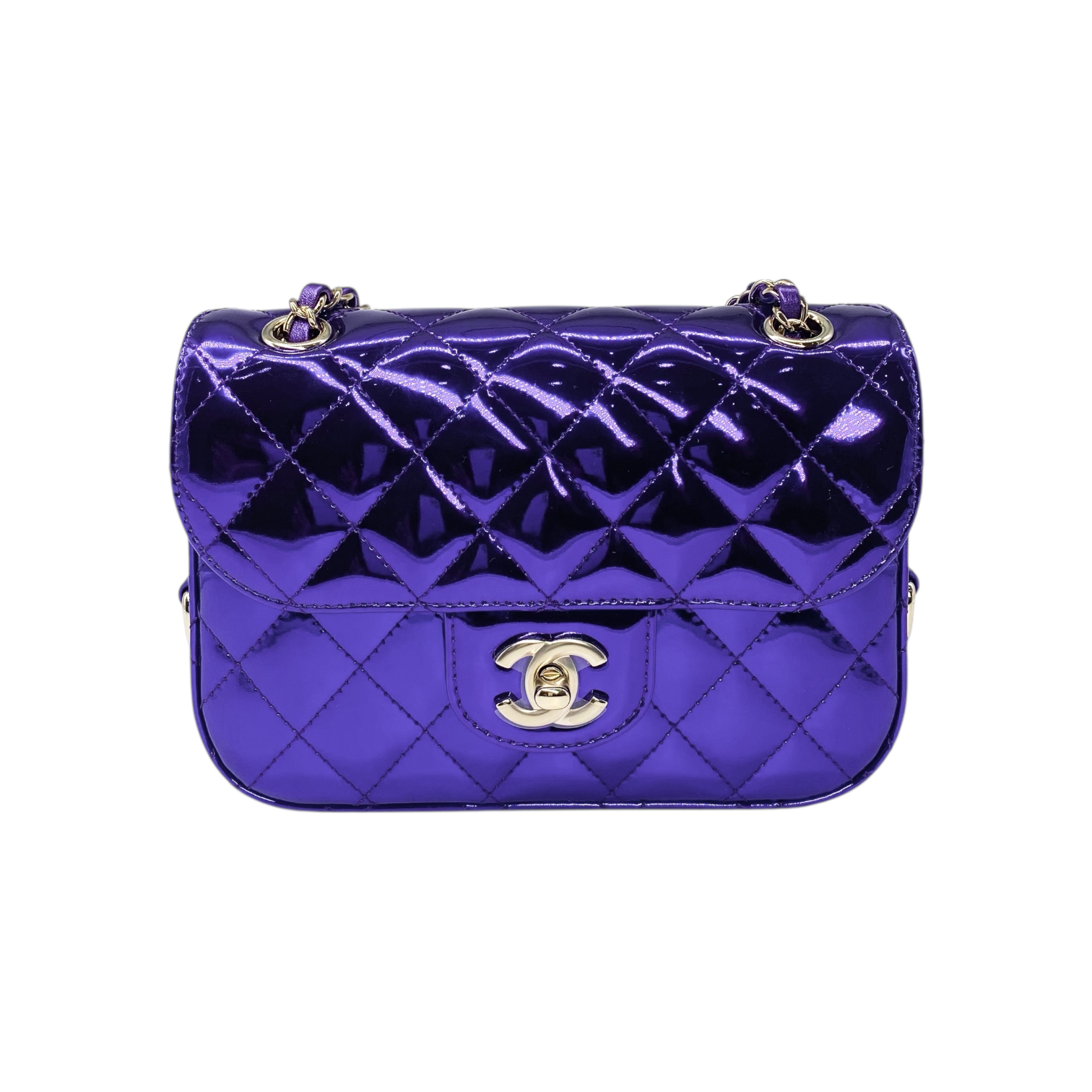 Chanel Purple Mirror Hollywood Boulevard Mini Flap With Star Coin