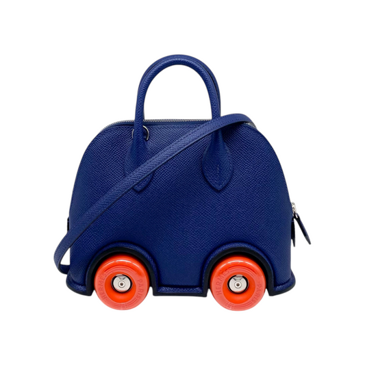 Hermes Limited Edition Bleu Saphir Bolide on Wheels Epsom Palladium Hardware
