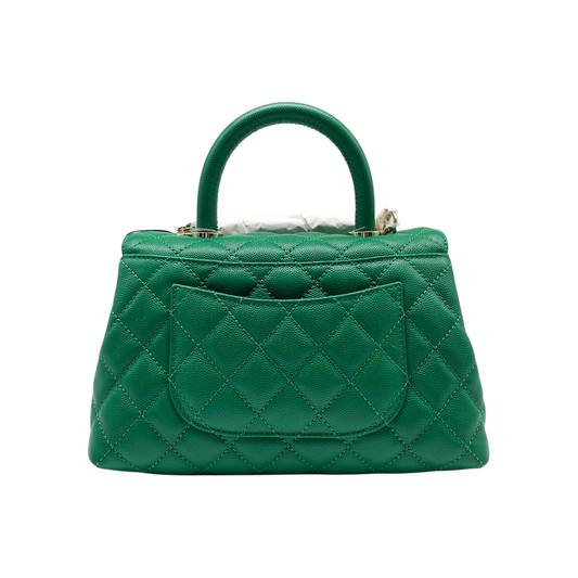 Chanel Green Small Caviar Coco Top Handle