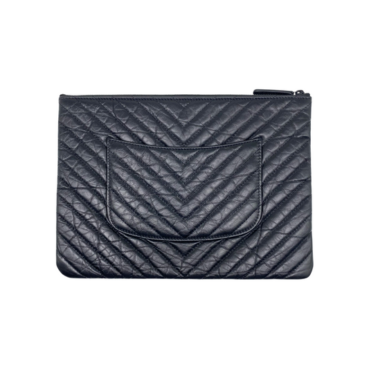 Chanel Black Chevron Reissue Pouch