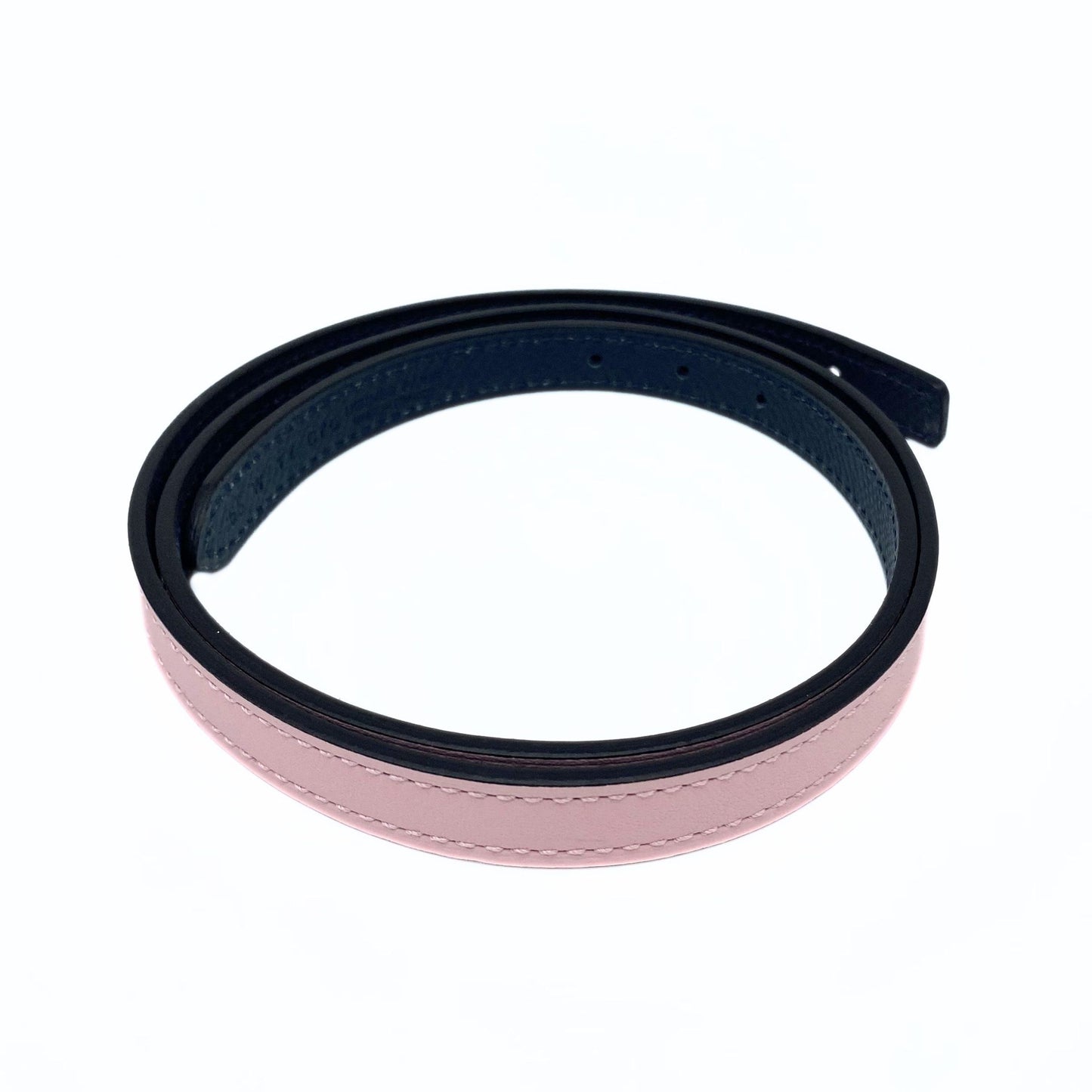 Hermes Rose Sakura Gris Misty Reversible leather strap 13 mm