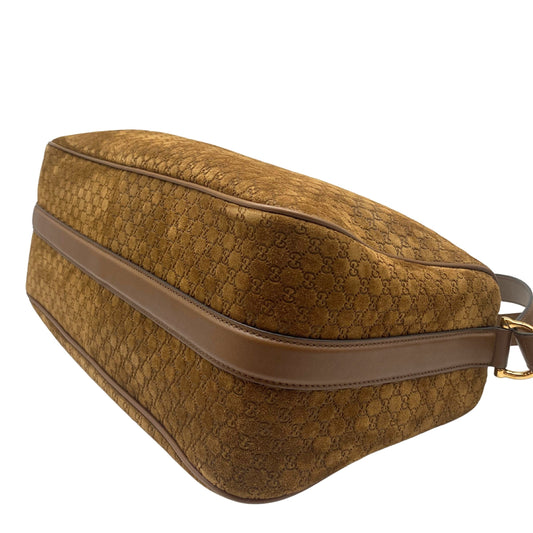 Suede GG Monogram Half Horsebit Medium Shoulder Bag Brown