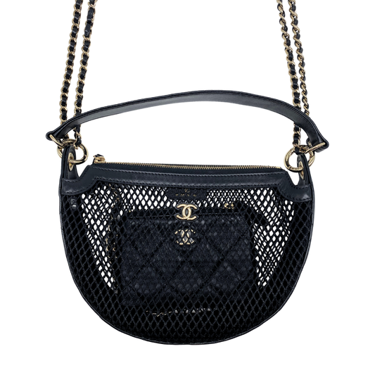 Chanel Black Mesh Hobo With Chains