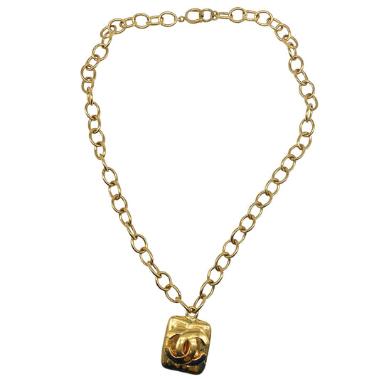 Chanel Gold CC Square Necklace