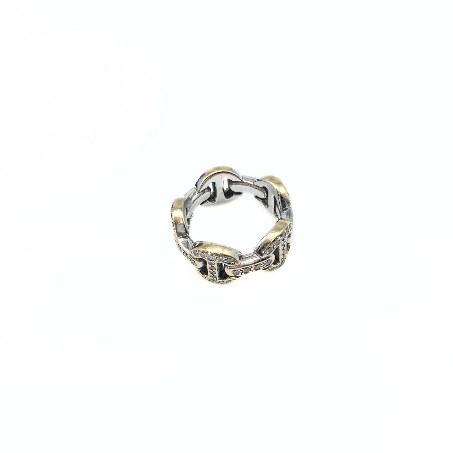 Hoorsenbuhs 18K White Gold Heritage Classic Diamond Tri Link Ring