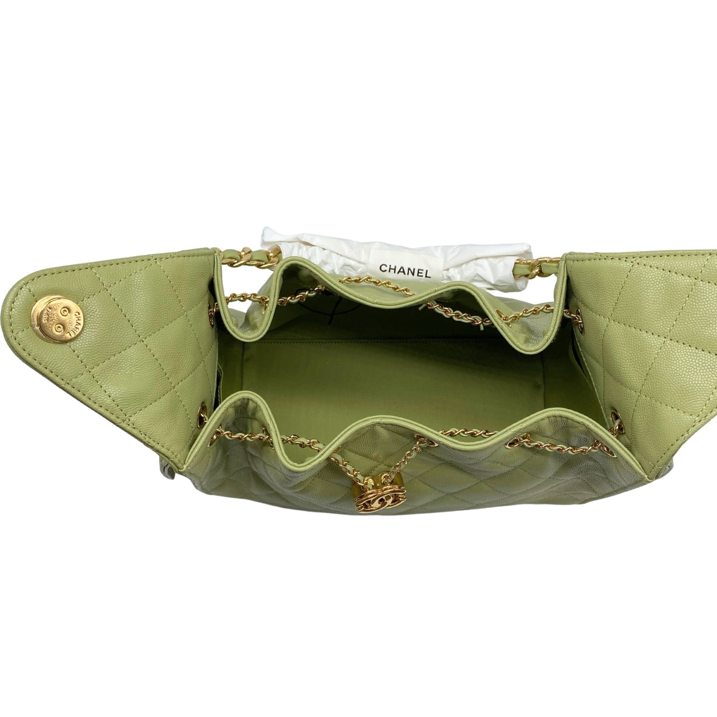 Chanel 25 Small Green Caviar Leather w/ Gold Hardware