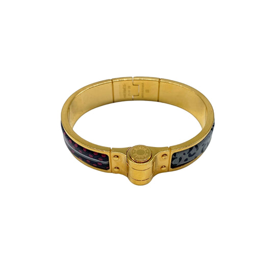 Hermes Narrow Baobab Grey Cat Print Hinge Bracelet
