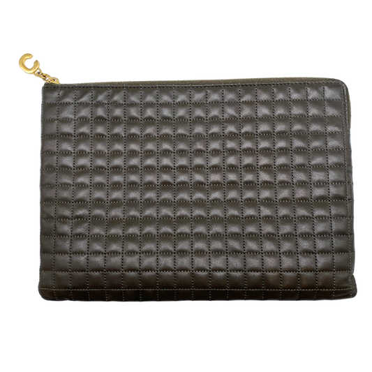 Celine Dark Burn Quilted Zipper Pouch