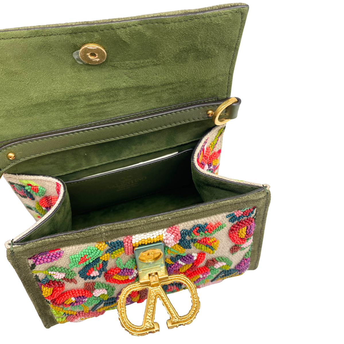 Valentino Garavani VSLING Mini Bead-embellished Floral Top-Handle