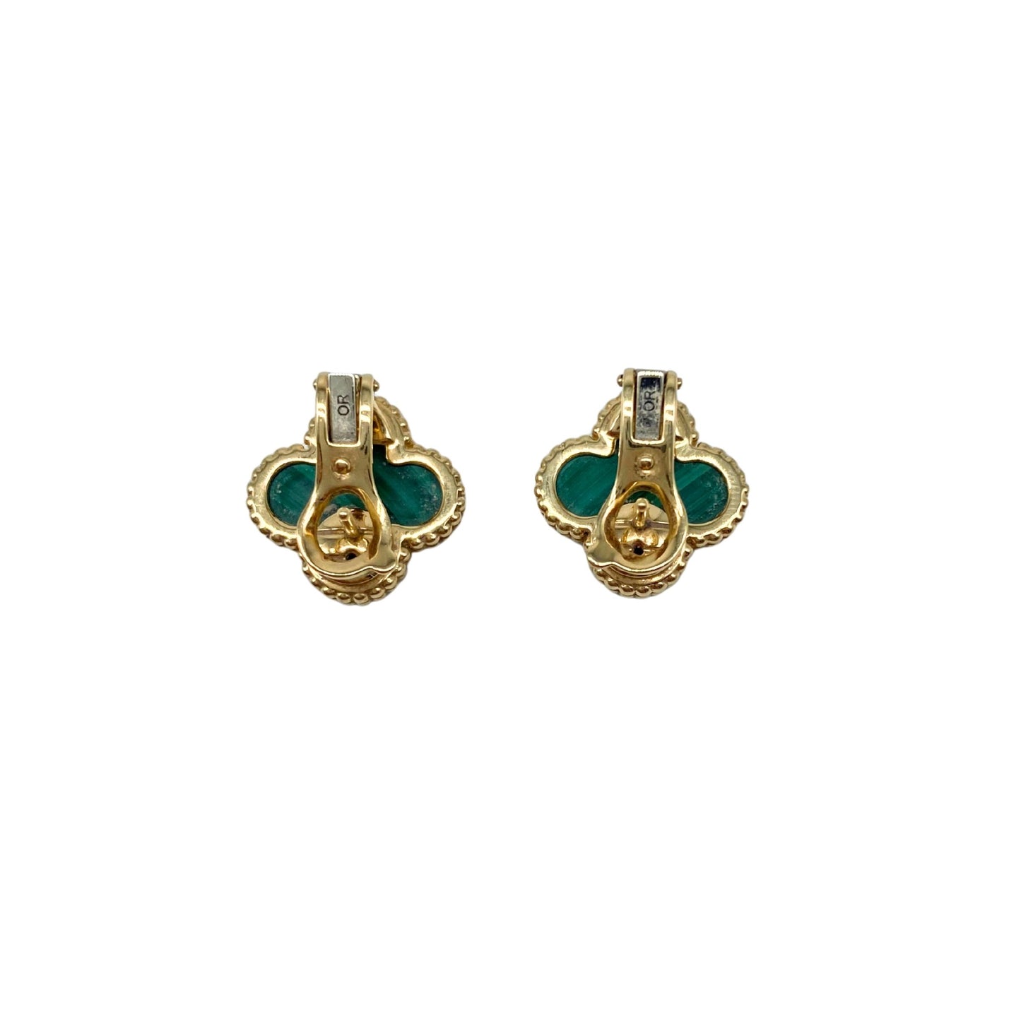 Van Cleef and Arpels Vintage Alhambra Malachite Earrings