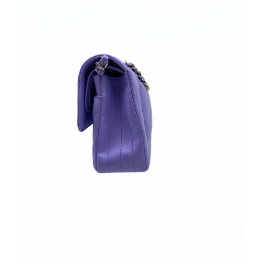 Chanel Lambskin Chevron Quilted Small Double Flap Lavender