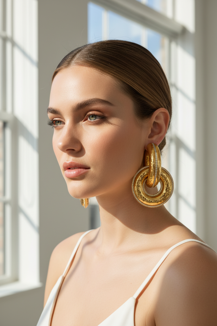 Schiaparelli Hammered Oversized Earrings