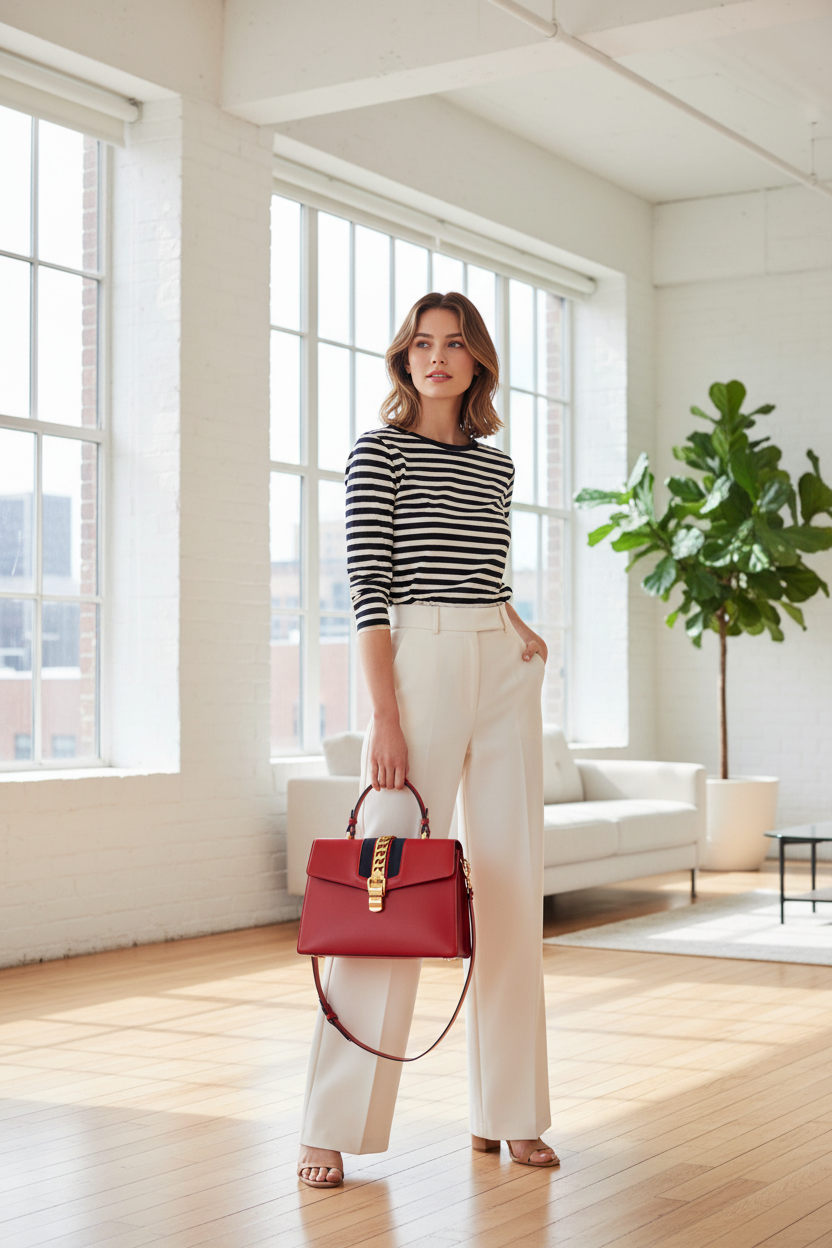 Gucci Sylvie Red Web Top Handle Bag