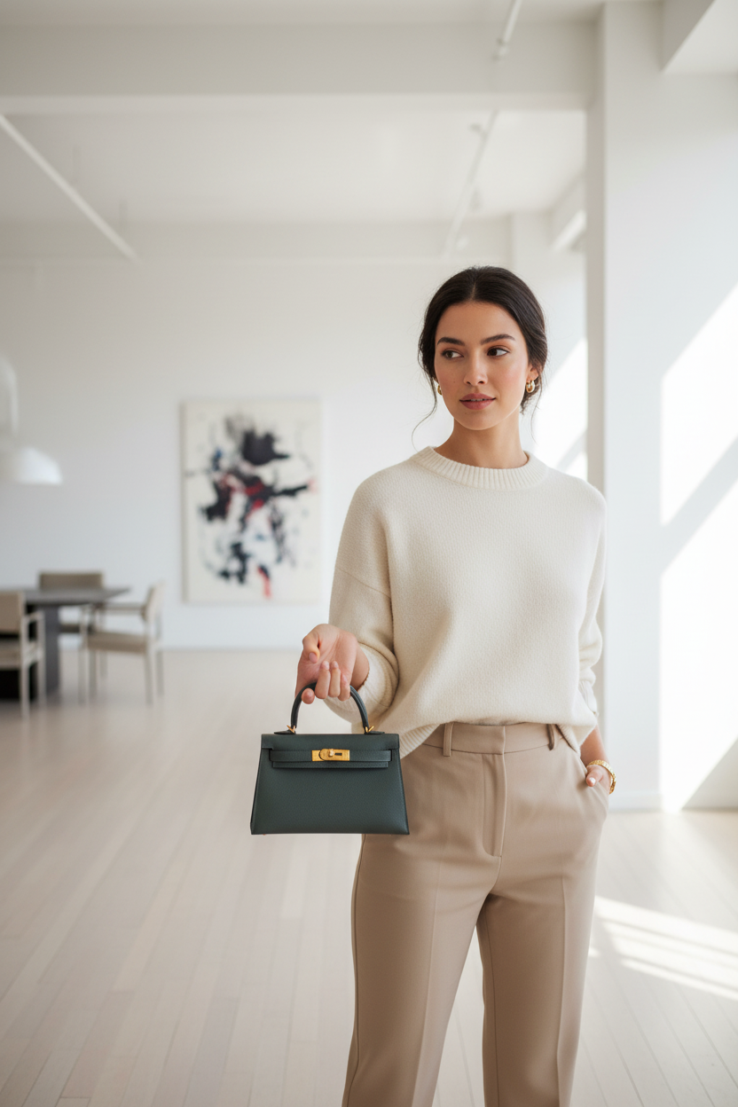 Hermes Mini Kelly in Vert Mangrove in Epsom with Gold Hardware