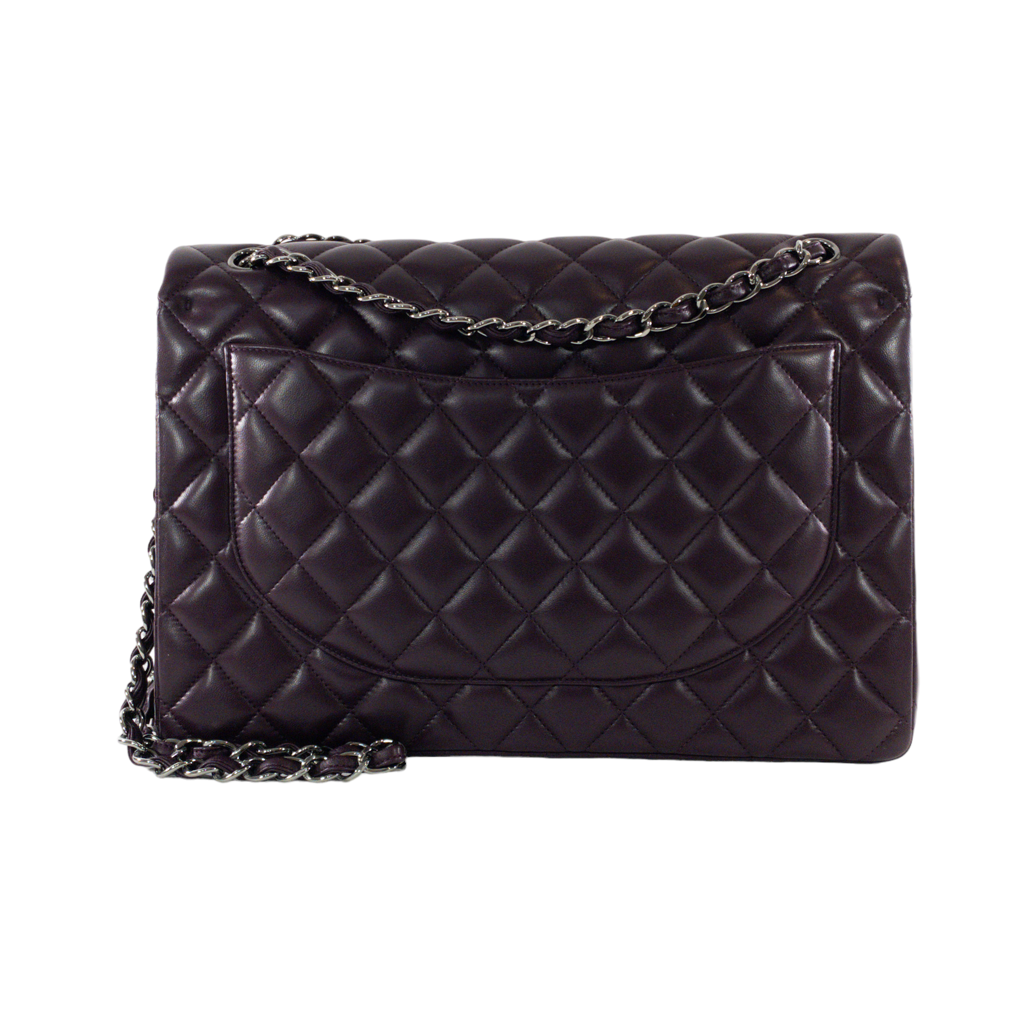 Chanel Plum Lambskin Maxi SHW