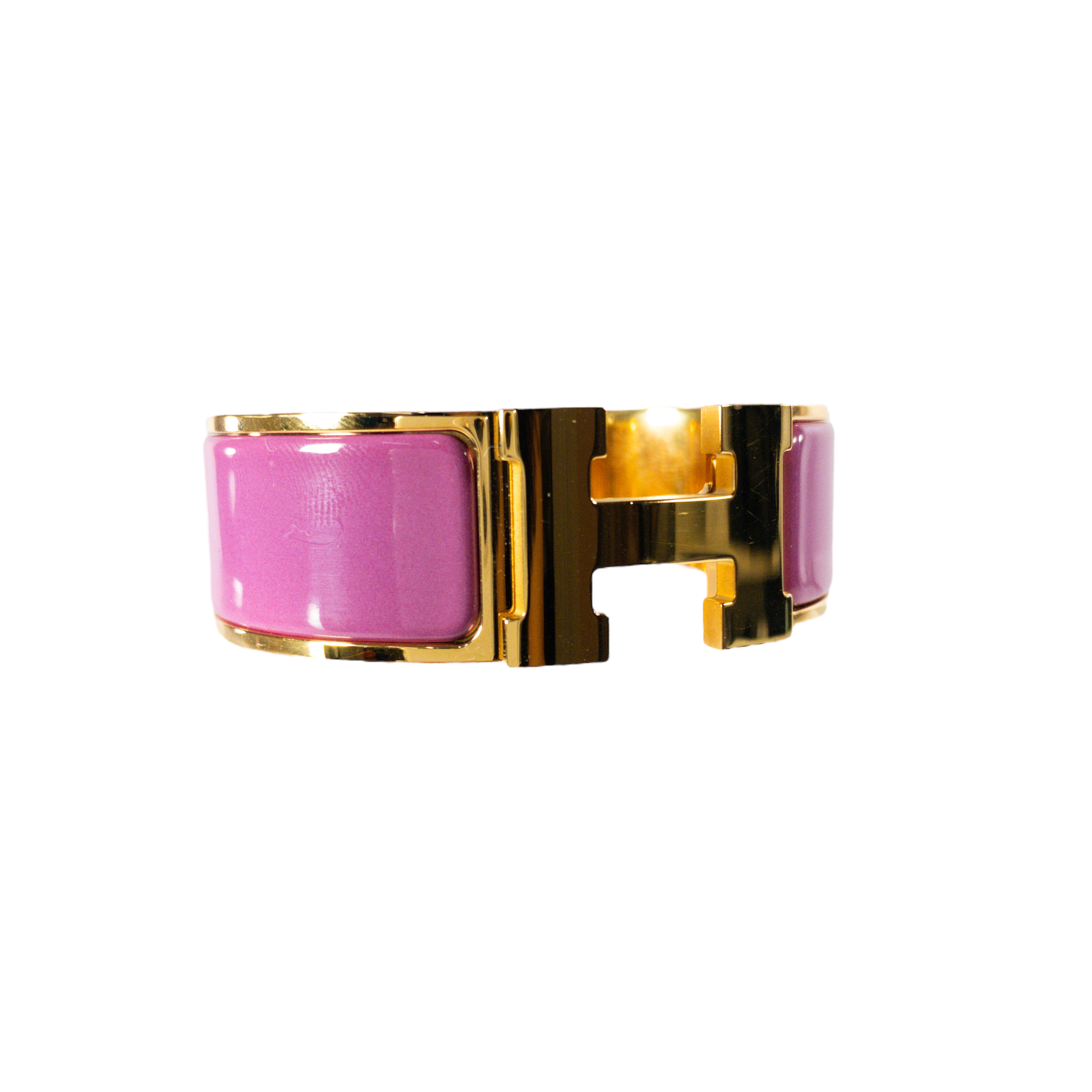 Hermes Rose Azalee Wide Clic H Bracelet GHW