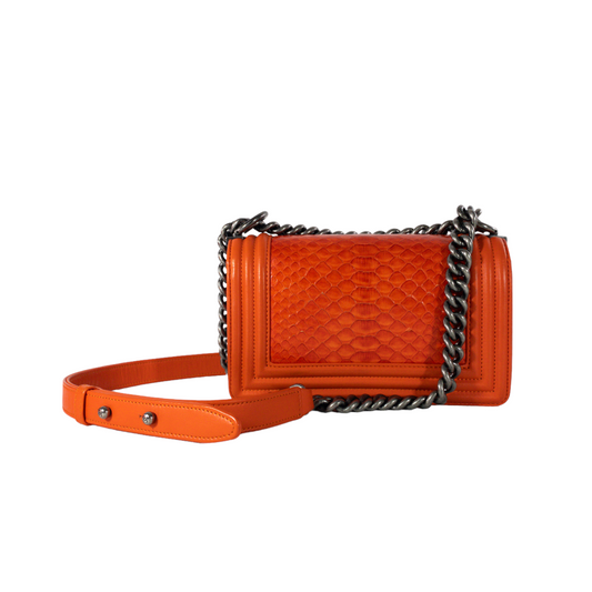 Chanel Small Orange Python Boy Bag RHW
