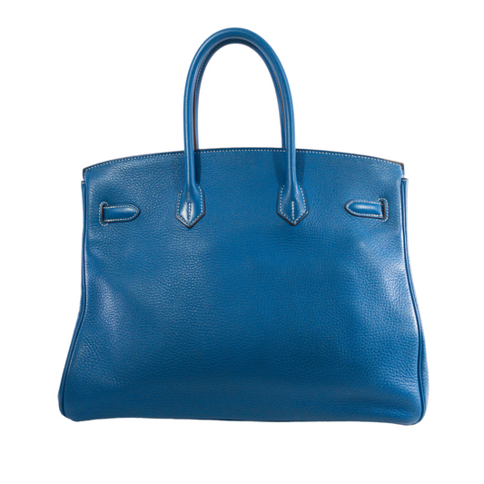 Hermes Mykonos Blue / White Verso Togo Birkin 35 PHW