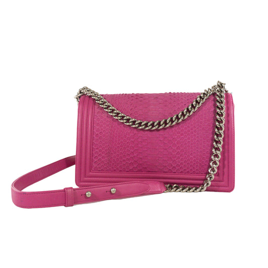 Chanel Pink Python Large Boy Bag SHW