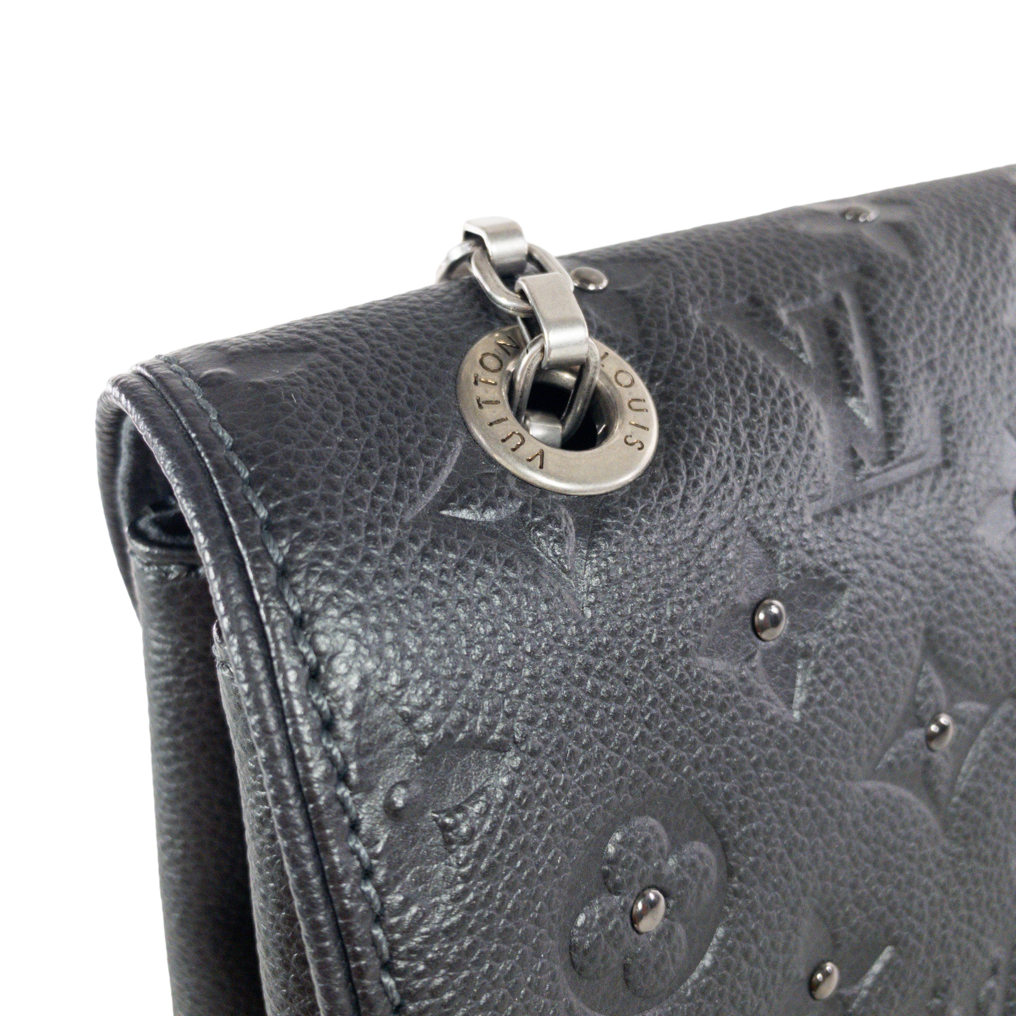 Louis Vuitton Graphite Metallic Saint Germain Studded Flap Bag