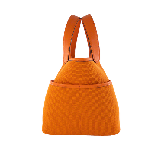 Hermes Cargo Picotin 18 Orange Toile GHW
