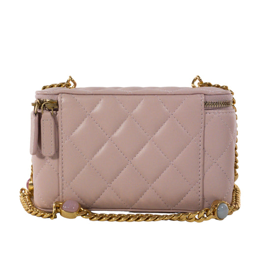 Chanel Pink Lambskin Vanity Case w/ Jeweled Chain