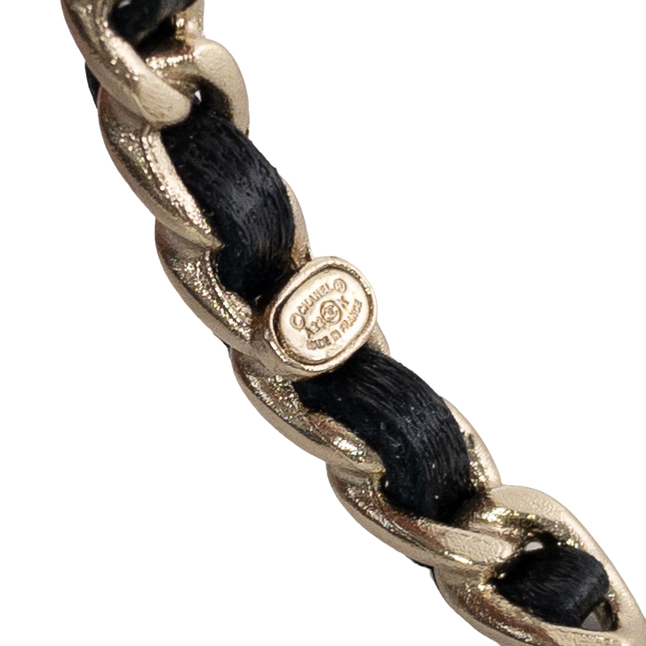 Chanel Woven Leather CC Hoop Earrings