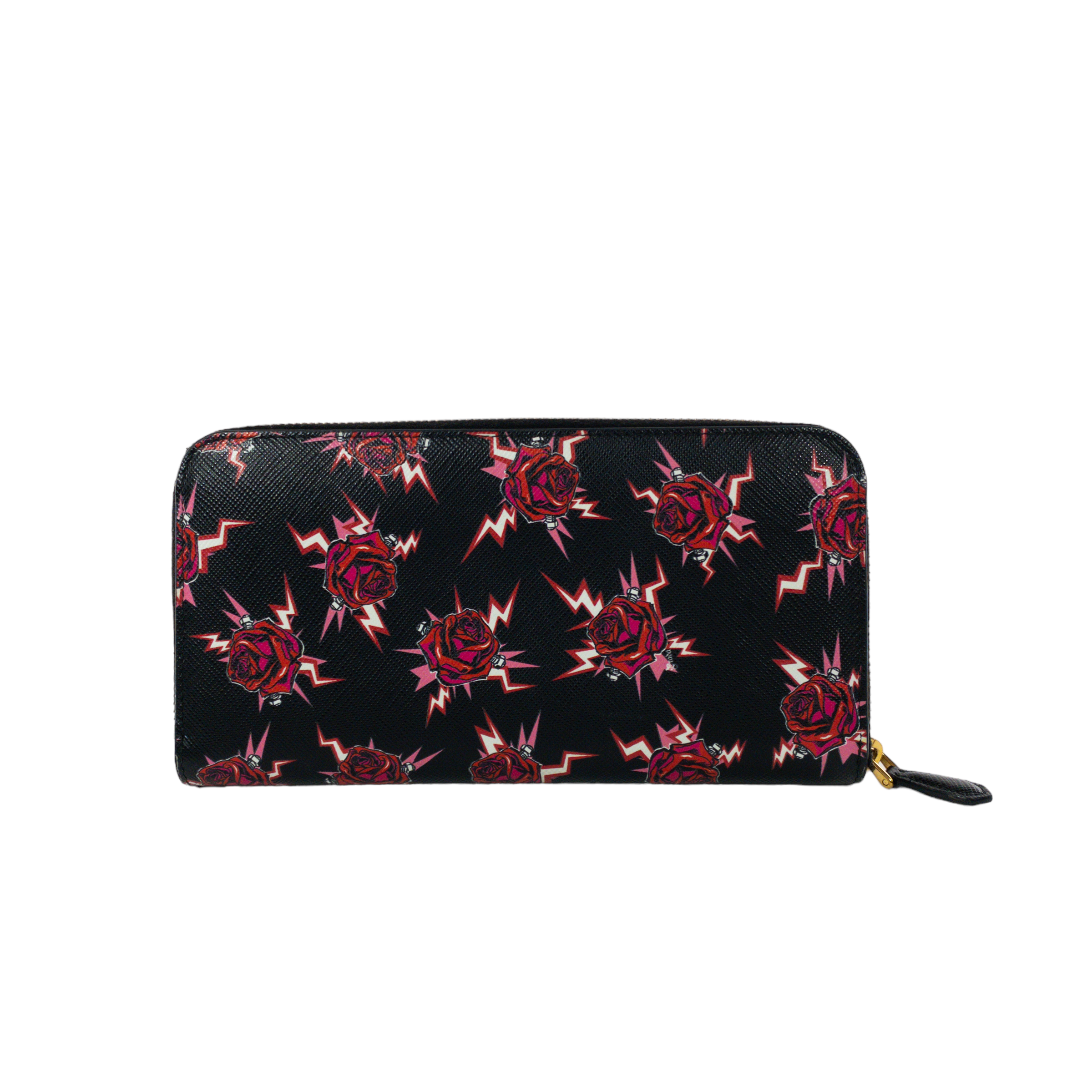 Prada Rose Printed Saffiano Wallet