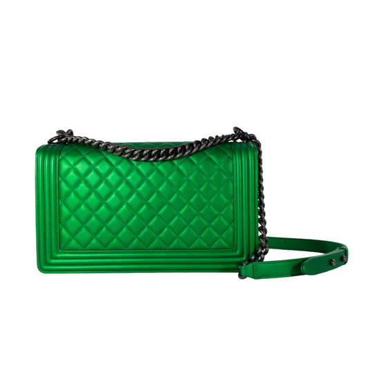 Chanel Metallic Green Large Boy Bag RHW