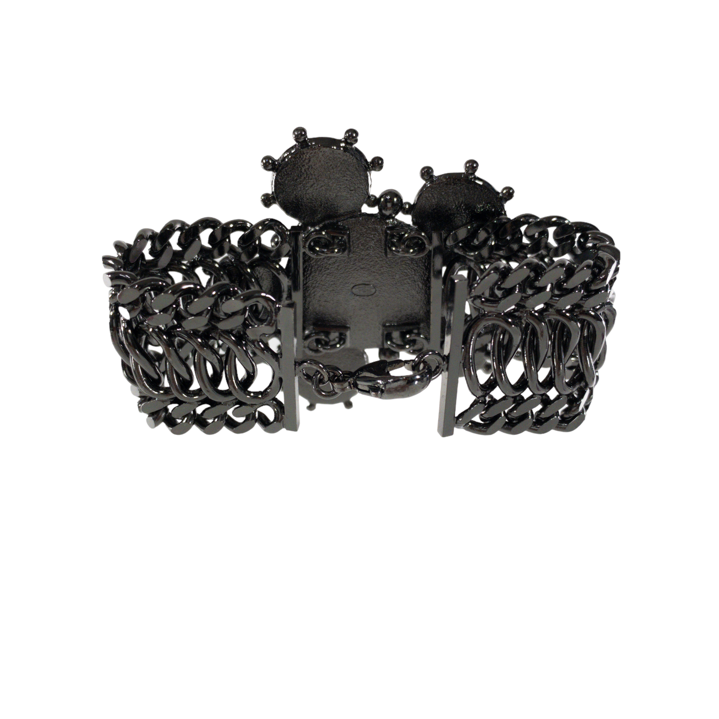 Chanel Gunmetal Chain Link Gripoix Bracelet