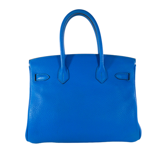 Hermes Blue Hydra Clemence Birkin 30cm GHW