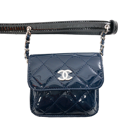 Chanel Double Pocket Patent Belt Bag