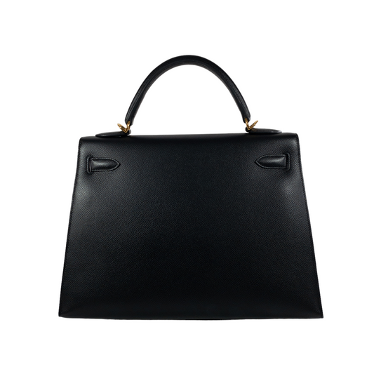 Hermes Kelly 32 Black Epsom Sellier GHW