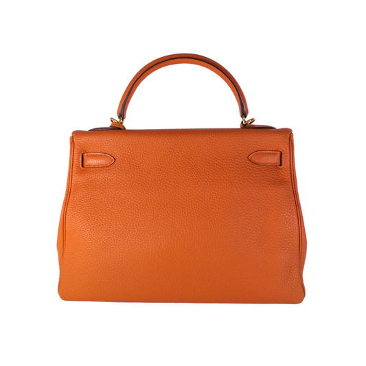 Hermes Orange Togo Kelly 32 GHW