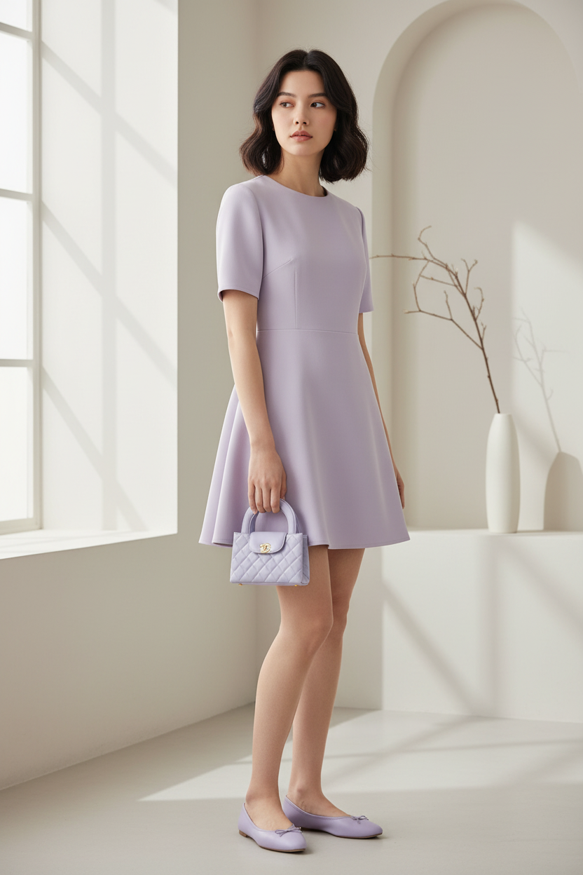 Chanel Small Kelly Lilac Calfskin Shopper