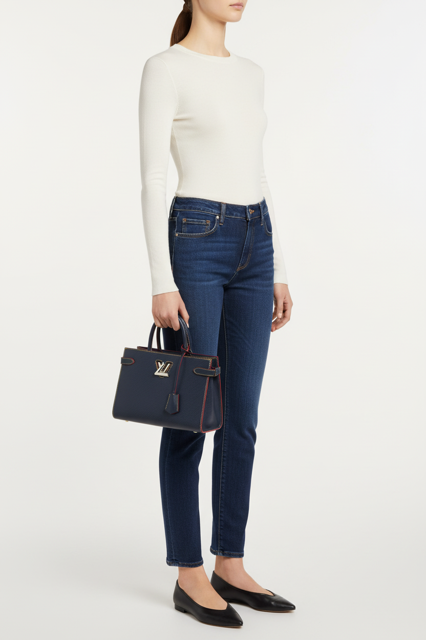 Louis Vuitton Blue Epi Twist Red Trim Tote