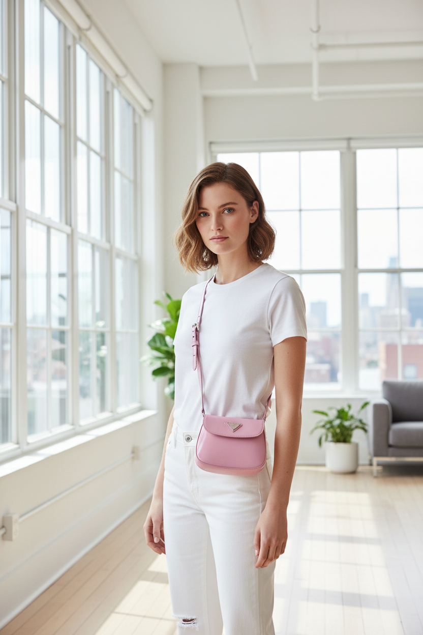 Prada Cleo Pink Mini Leather Crossbody Bag