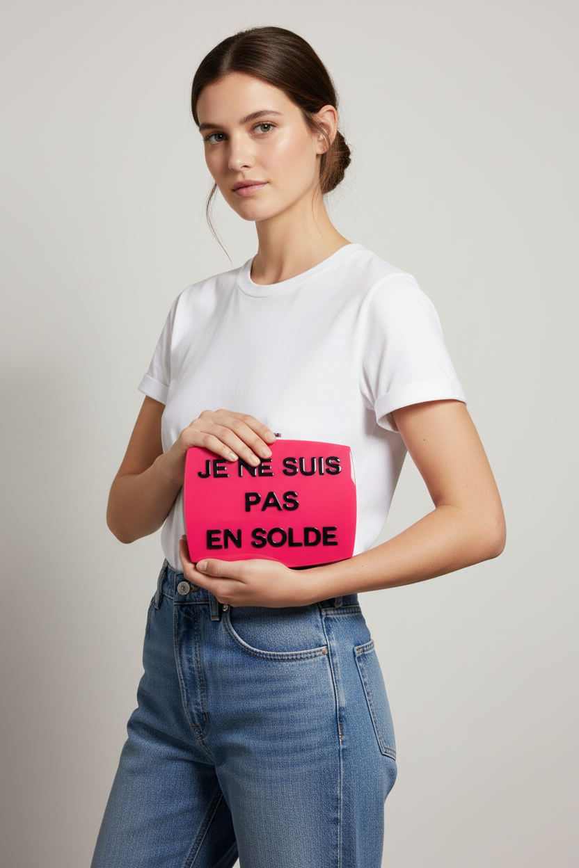 Woman model with Chanel Hot Pink Minaudiere Clutch