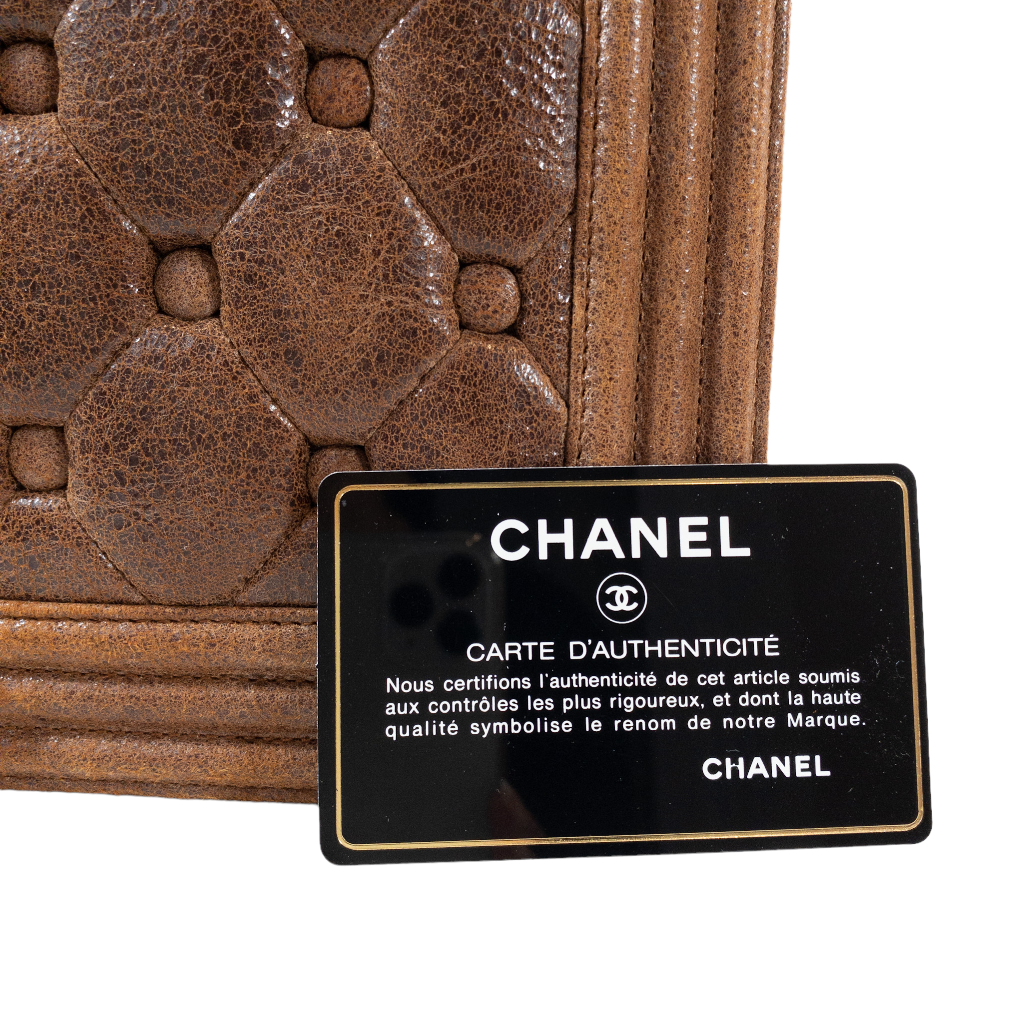 Chanel Diamond Tufted Brown Distressed Leather XL Boy RHW