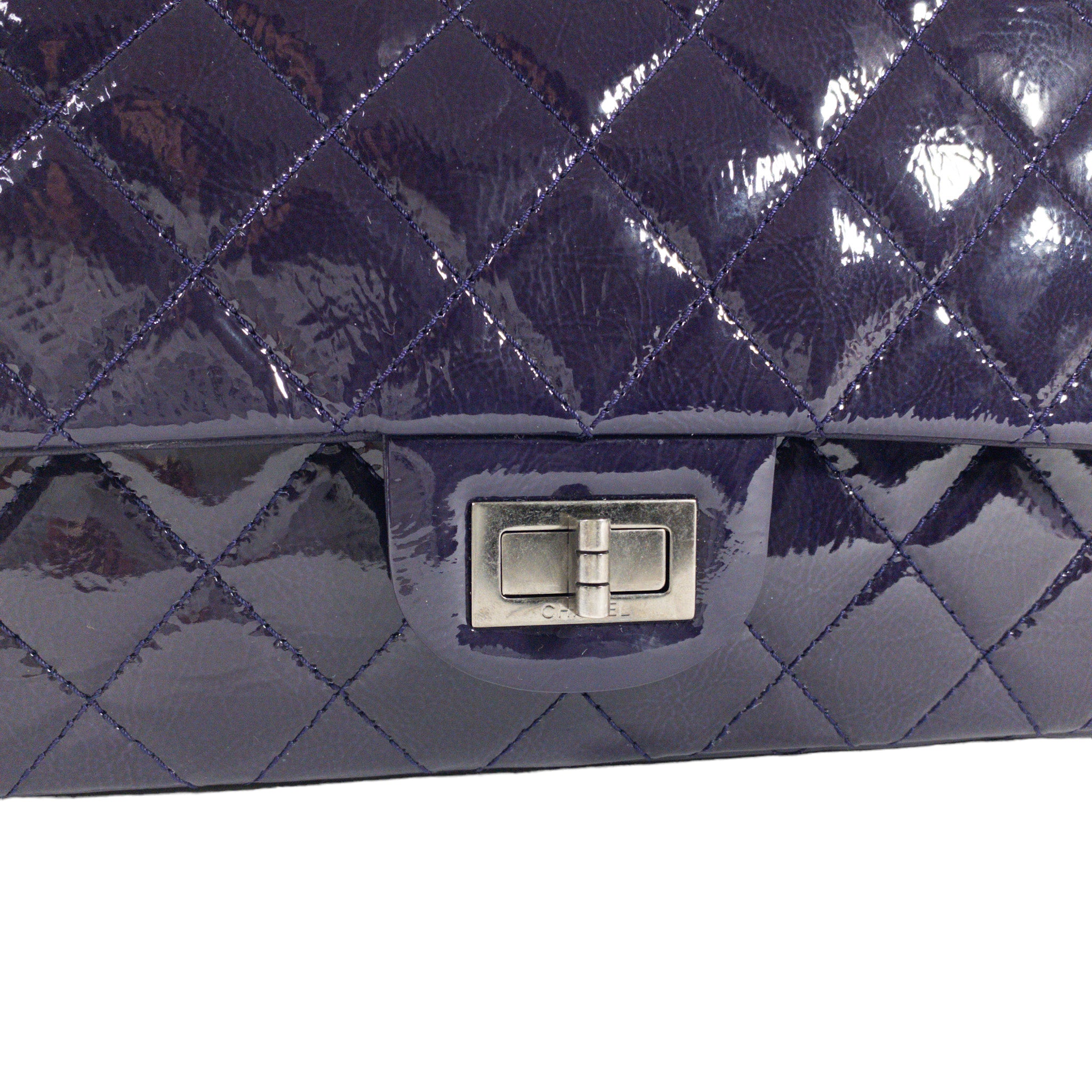 Chanel Purple Patent Leather Reissue 227 RHW