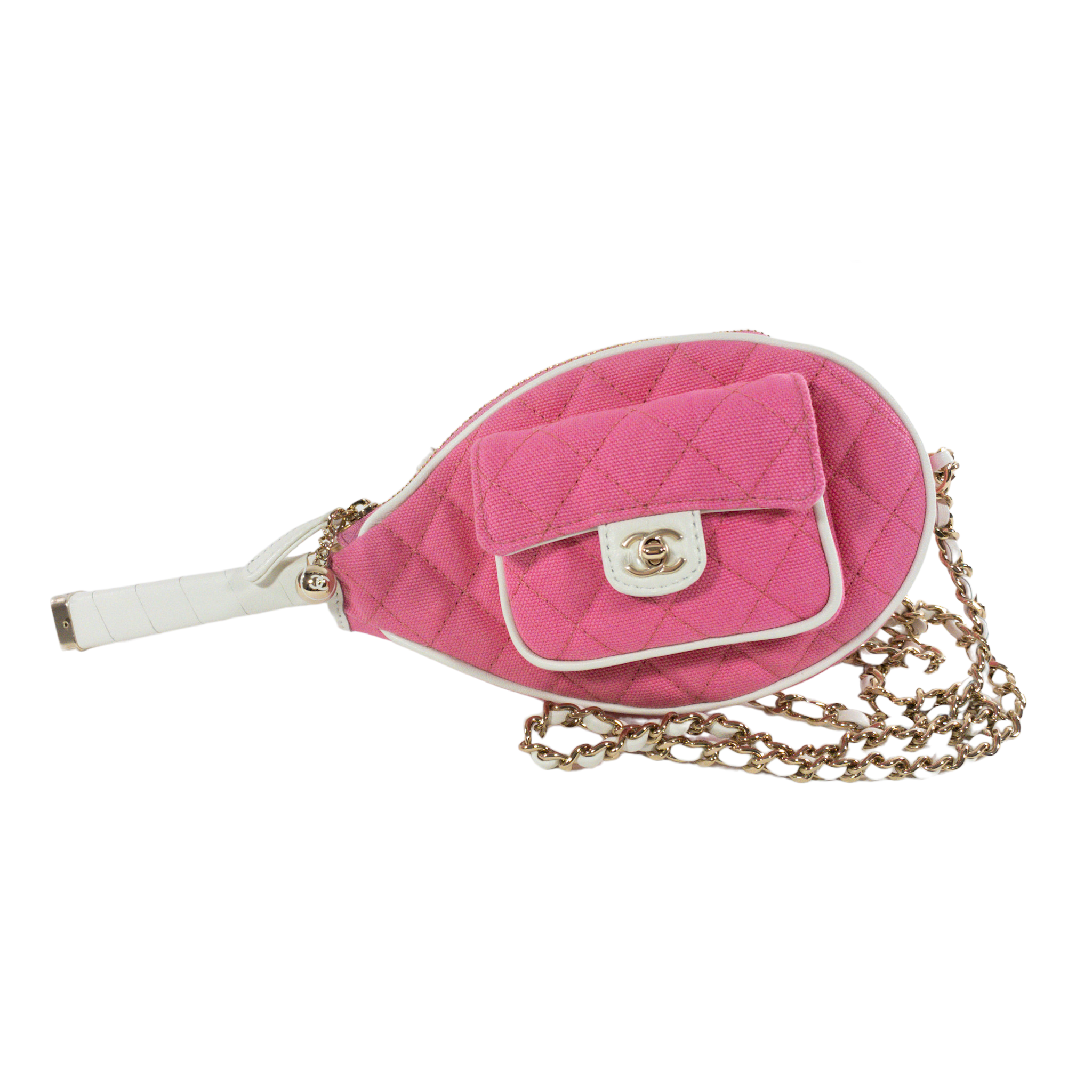 Chanel 23C Pink Quilted Tennis Racket Mirror *Collector's Piece*