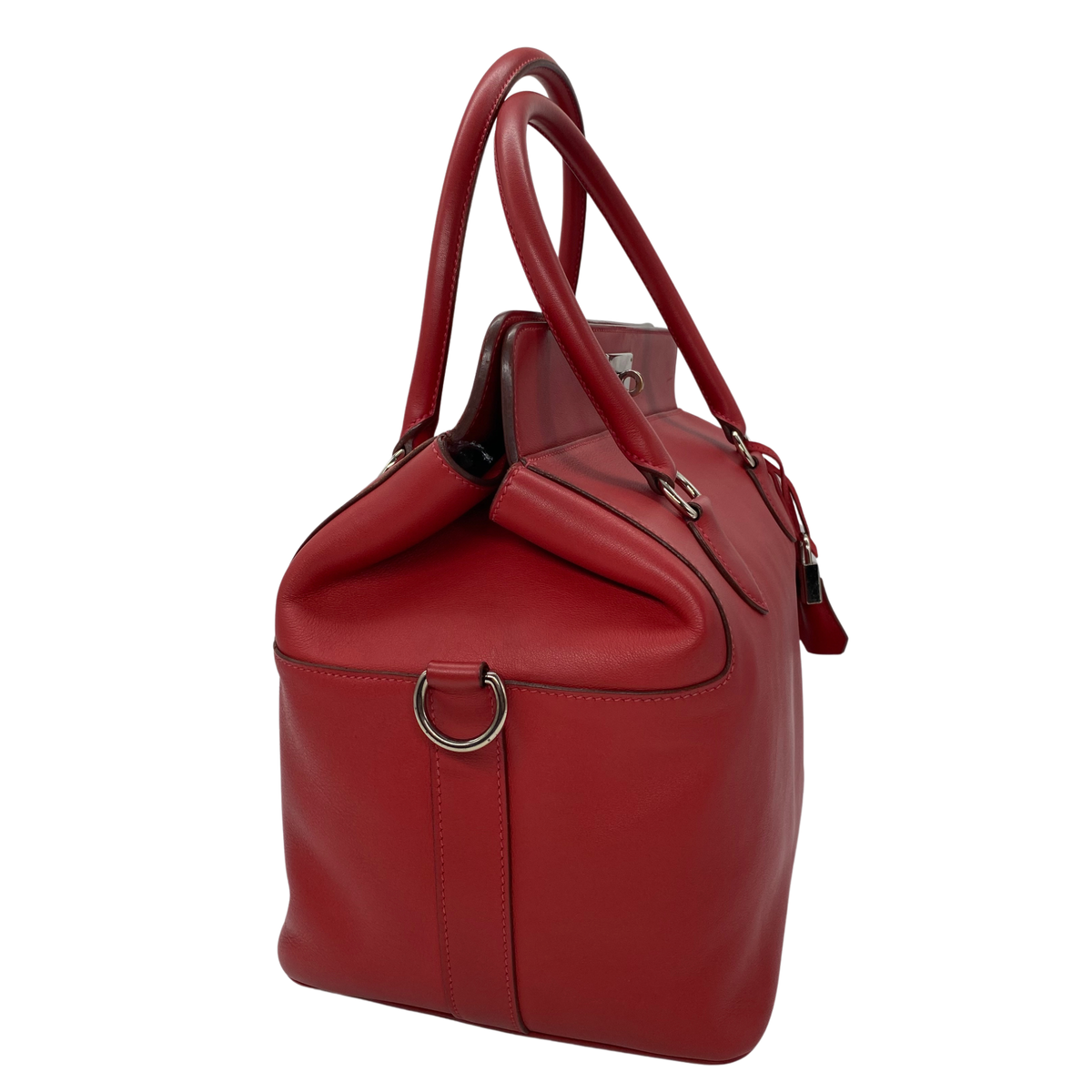 Hermes Rouge Casaque Swift Leather Toolbox 26cm Palladium Hardware