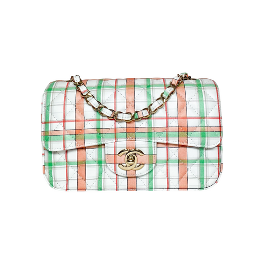 Chanel White Plaid Mini Rectangle