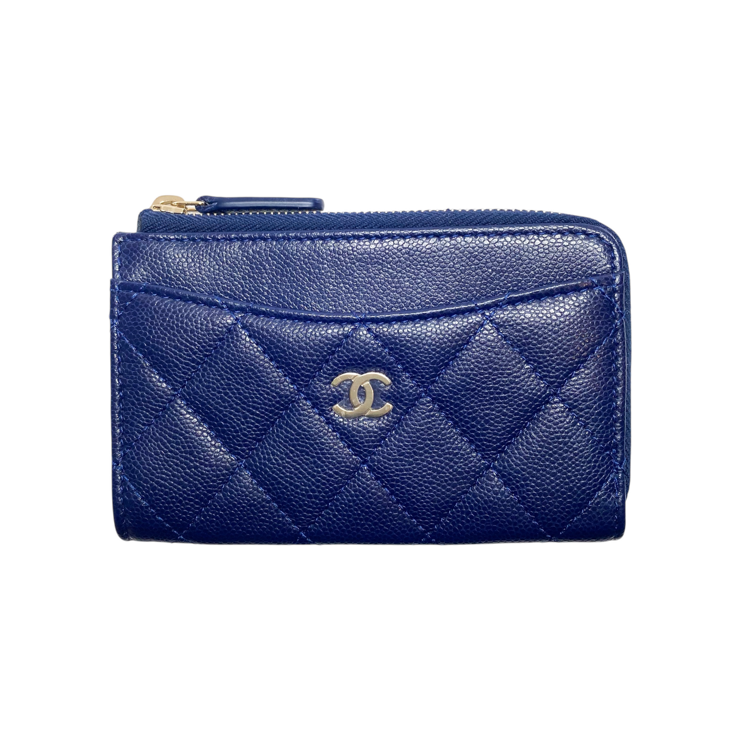 Chanel Navy CC Zip Card Holder