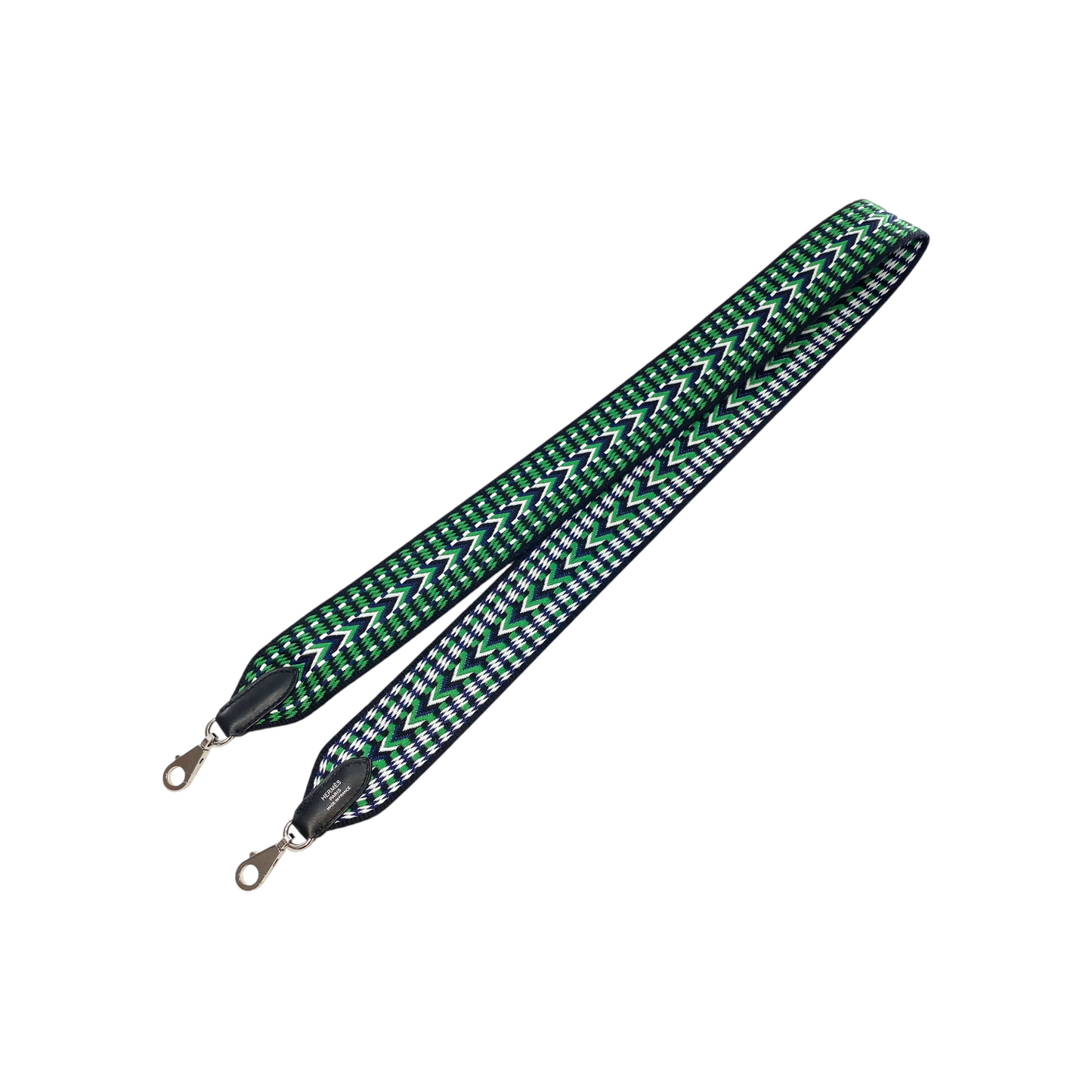 Hermes Malachite Bleu Electrique Noir Toile Swift Sangle Bag Strap