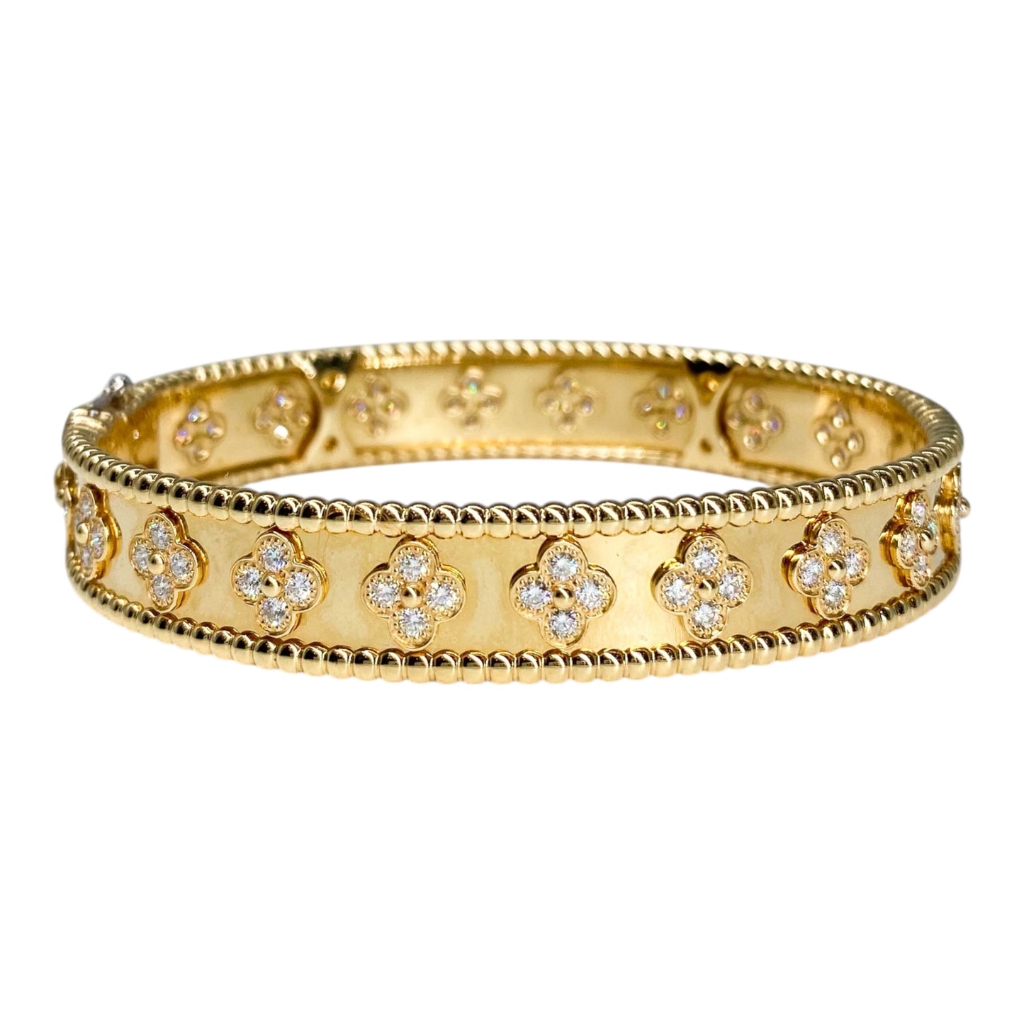Van Cleef & Arpels 18k Yellow Gold Diamond Perlee Clovers Bracelet