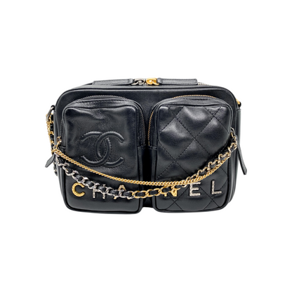 Chanel Black Camera Double Pocket Bag