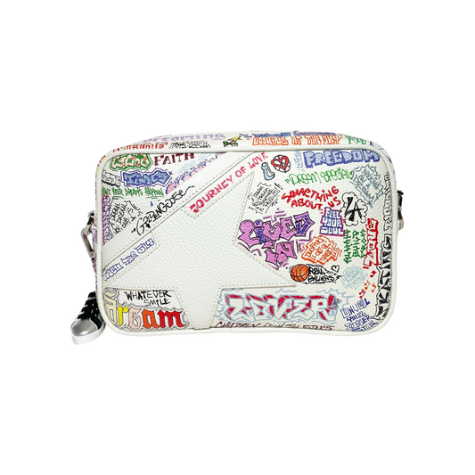 Golden Goose White Star Graffiti Camera Bag