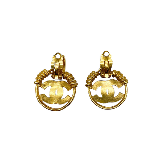 Chanel Gold Vintage CC Clip-On Earrings